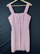 SheIn Dress Womens Medium Pink Tweed Sleeveless Square Neck Sheath Mini Party