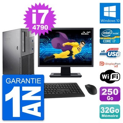 PC Lenovo M93p SFF Bildschirm 22 '' Intel i7-4790 RAM 32Go Disc 250Go Windows 10