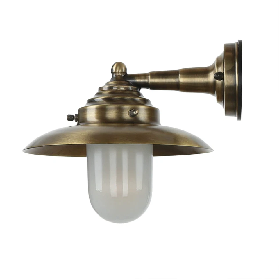Stilvolle Wandleuchte aus Messing Glas maritimes Design IP64 Hof Lampe außen - Bild 4 von 4