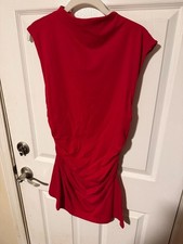 Wild Fable Women's Sleeveless Ruched Mock-Neck Red Dress