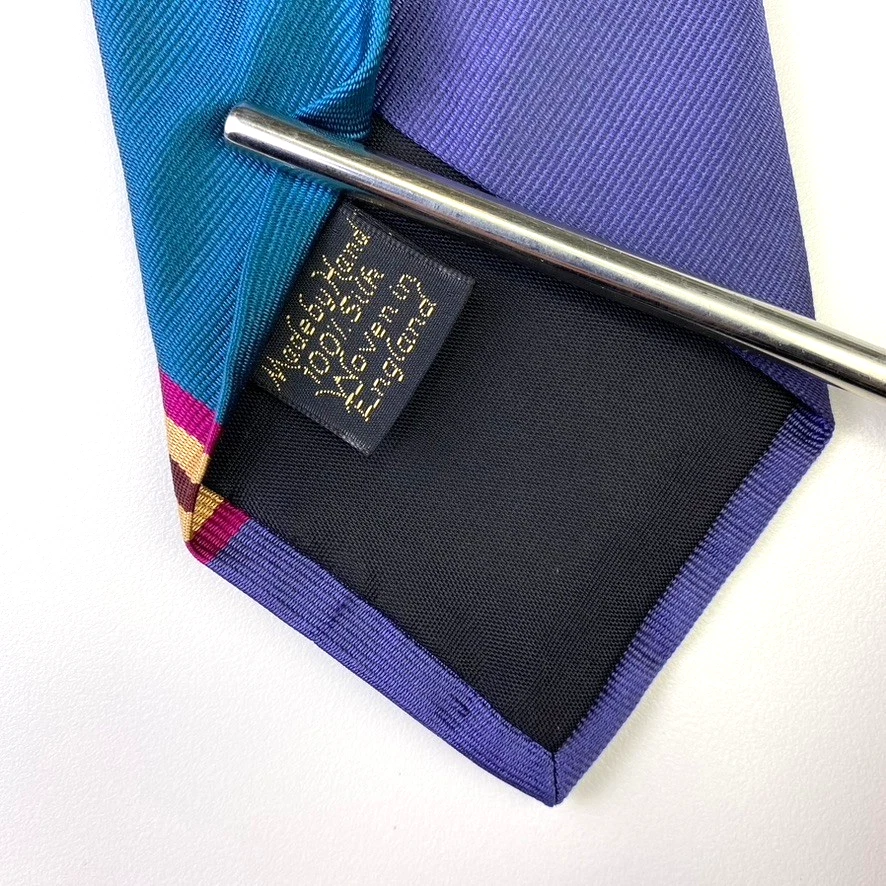 Corbata Ferrell Reed para Nordstrom azul azulado púrpura rep rayas seda Inglaterra de colección Foto 4 de 4