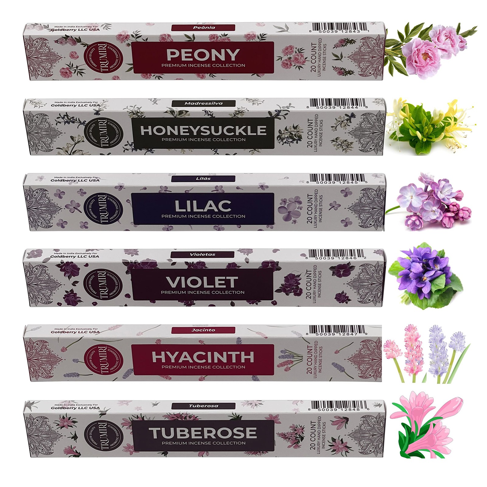 Blossom Incense Sticks Variety Pack - 120 Insence-Sticks (6 Incents x 20 Inse...