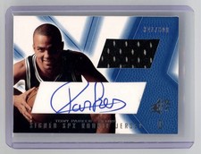 2001 UD SPx Tony Parker Rookie Autograph Jersey Auto Blue RC SP /800 HOF Spurs
