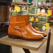 Stivaletti alti eleganti da uomo in pelle colore bordeaux nuovi personalizzati abbigliamento formale