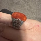 Vintage Sterling Silver and Sponge Coral Ring Size 8