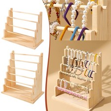 4/6 Tiers Wooden Display Stand Holder Jewelry Necklace Bracelet Rack Organizer