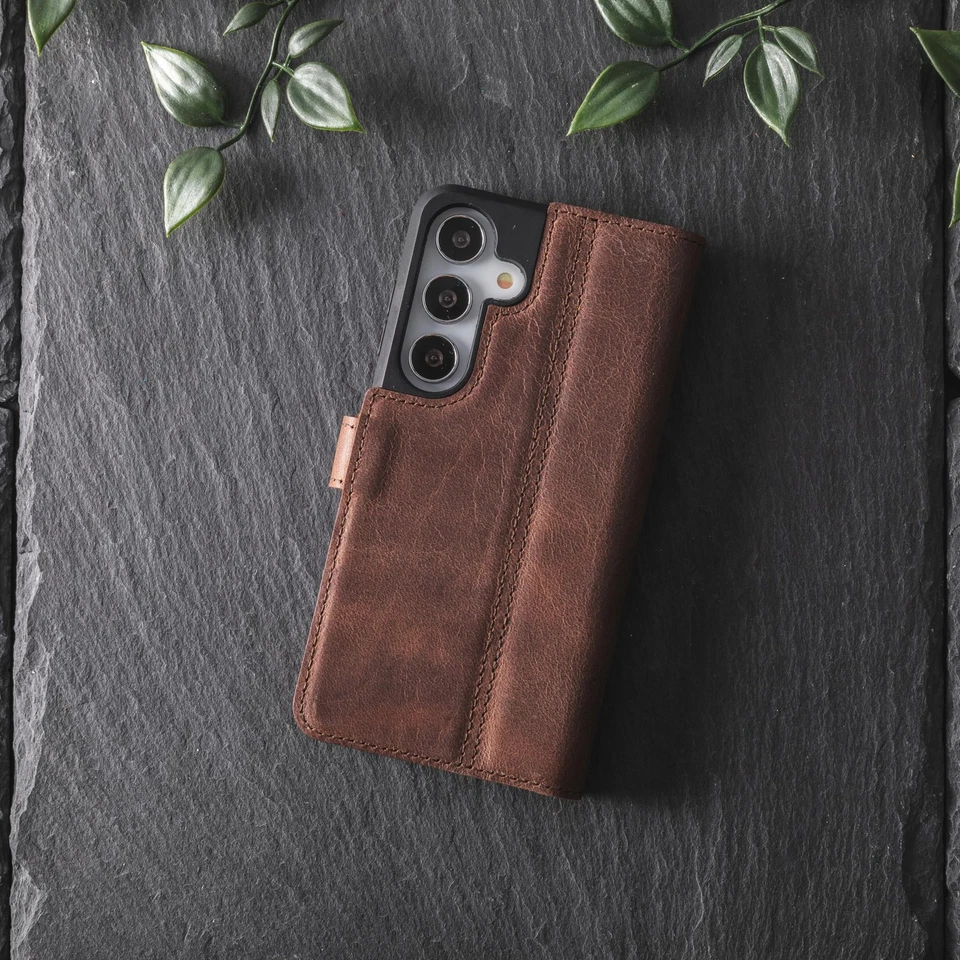 Cartera de cuero para Samsung Galaxy S24 5G - Funda billetera de cuero real para teléfono - G... Foto 3 de 4