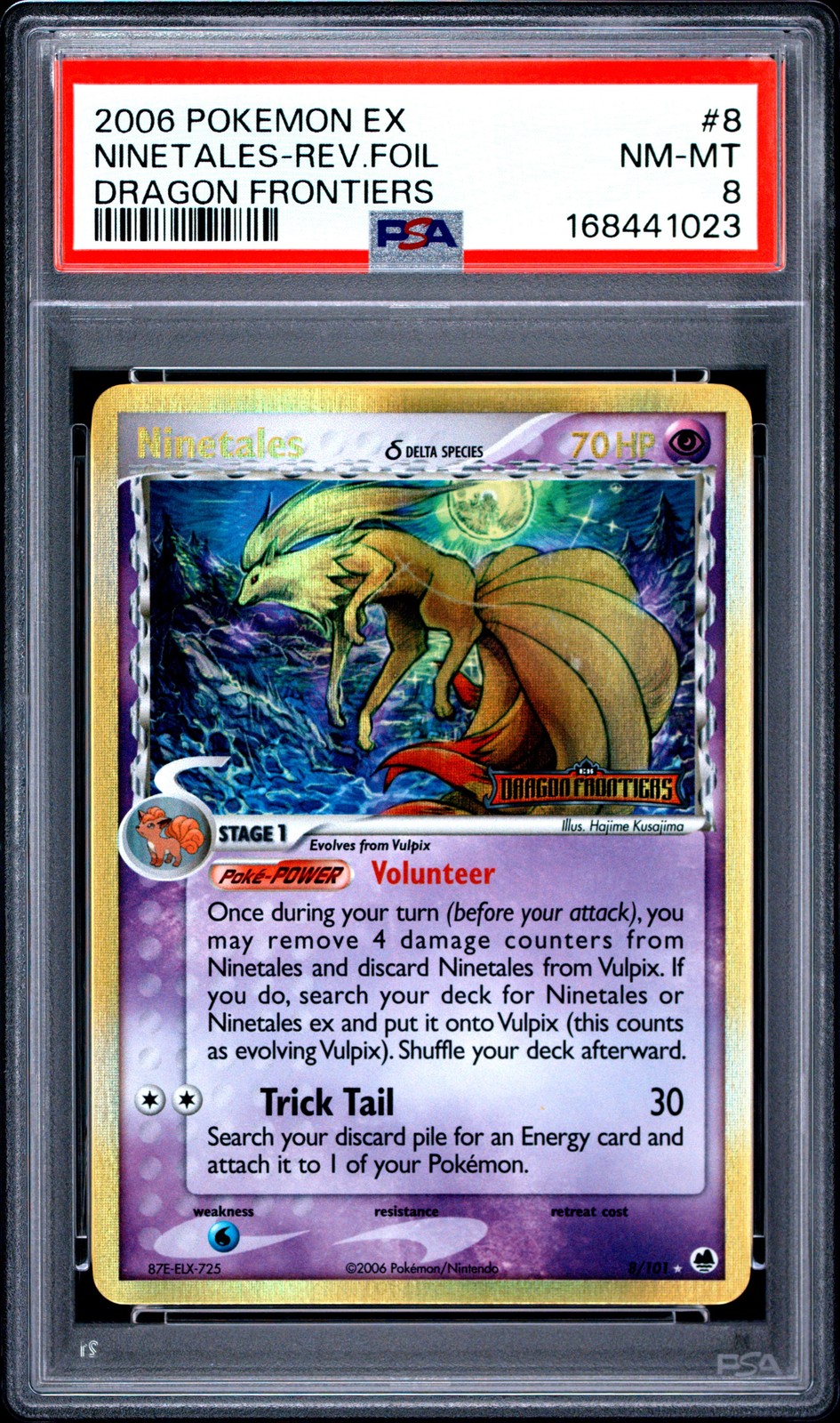 2006 Pokemon Ex Dragon Frontiers #8 Ninetales-Rev.Foil Dragon Frontiers PSA 8