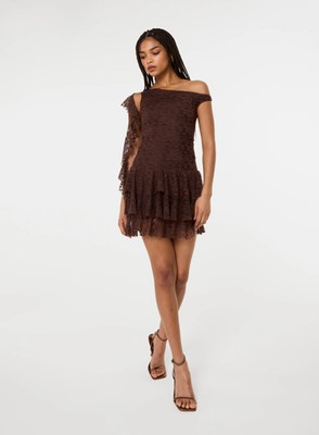 Rosa Vanille Damen Kleid Schokolade Spitze Rüschen