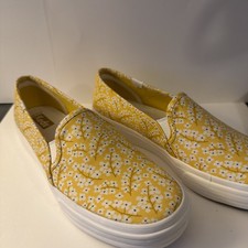 NEW Keds Double Decker womens shoes size 7 slip on Yellow Floral Daisy canvas