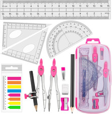 Maths Compasses Full Starter Geometry Kit with 2 Drafting Compasses Protractor 2