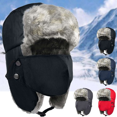 #ad Men Winter Ear Flap Thermal Hat Fur Warm Snow Ski Cap Face Mask $10.79
