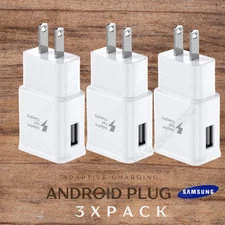 3Pack USB A Fast Wall Charger Adaptive Power Adapter For Samsung Android Block