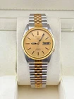 Seiko 5 Automatic Wrist Watch Two Tone 7009-3110 Vintage Men’s Watch Gold Dial