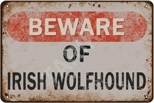 Tin Metal Signs Beware Of Irish Wolfhound Vintage Home Decor Irish Wolfhound Wa