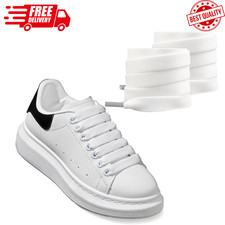 2 Pairs Shoe Laces for Alexander Mcqueen Sneaker 1/2 1.2cm Flat Thick Jumbo