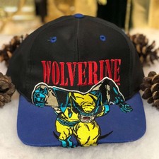 Vintage 90s Wolverine X-Men Marvel Comics Twill Snapback Hat Cap Black