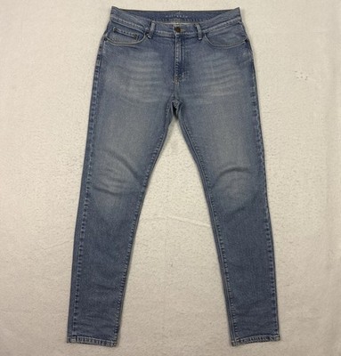 Mott Bow Jeans Mens 33x32 Blue Skinny Fit Five Pocket Stretch Denim