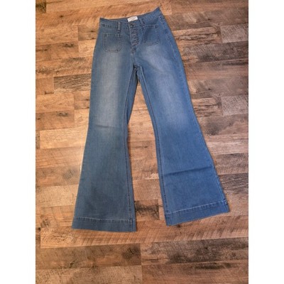 Twelve by On the Fifth High Rise Flare Jeans Medium Wash Blue Denim Size 28