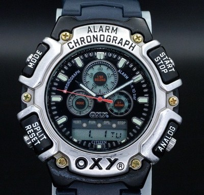 Citizen RARE Oxy C112-L12031 Vintage 44mm Analog Digital JDM Import Watch