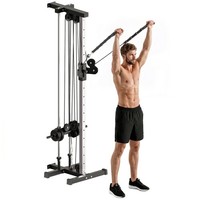 SPORTNOW Wall Mount Cable Station with 15 Positions Adjustable Dual Pulleys
