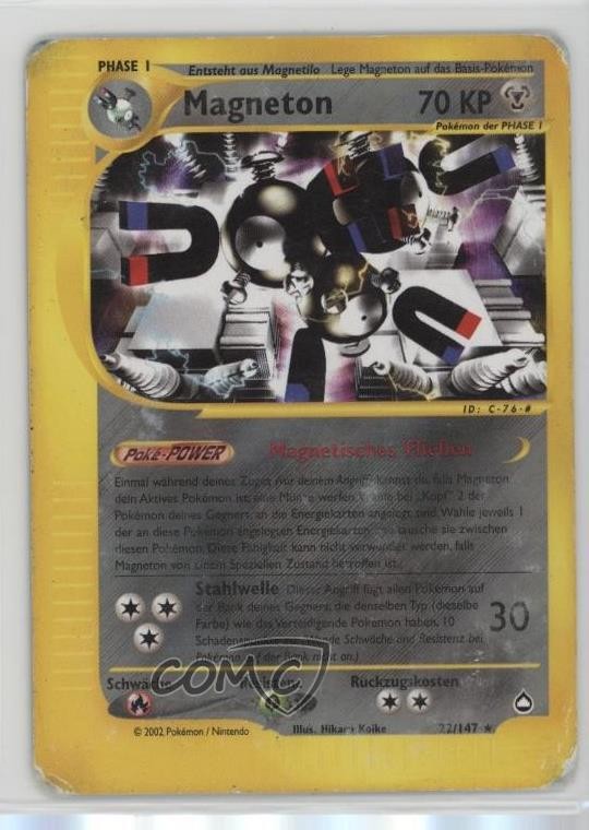 Magneton German Reverse Foil Pokemon e-Card Series Aquapolis #22 2003