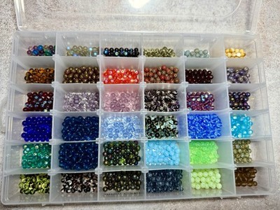 Box Of Czech Round Beads -  Contains 36 Different Kinds Of 6mm Rounds