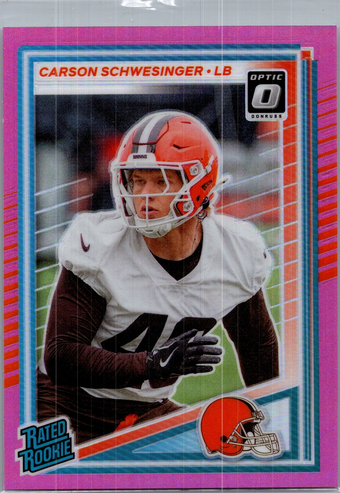 2025 Donruss #392 Carson Schwesinger Optic Rated Rookies Preview Pink