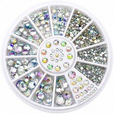 Crystal AB Rhinestone Box Nail Art Decoration Stick On 2/3/4/5mm R243