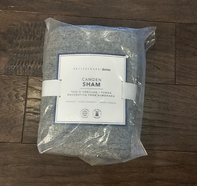 Pottery Barn Teen Dorm CAMDEN Pillow Sham Standard Reversible Steel Gray NEW