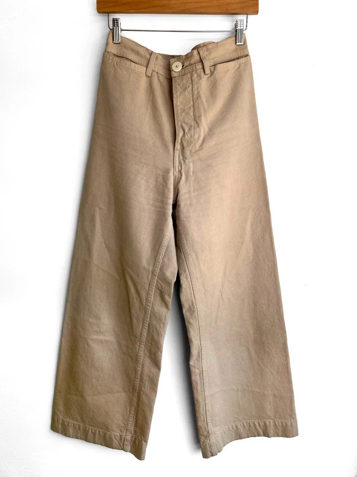 Pantalón Pantalón JESSE KAMM Sailor Street Beige Cintura Alta Pierna Ancha 6