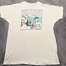 Vintage 90s Roy Lichtenstein Flying Fish LA Art T-Shirt Mens Large White Graphic