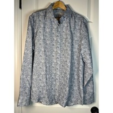 Monza By Rosso Milano Mens Tailored Fit Floral Button Down Shirt Blue L 16.5
