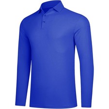 New Mens Blue XL Long Sleeve Work, Golf or Athletic Polo Shirt