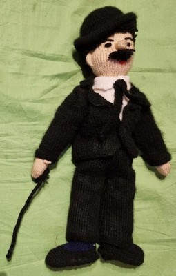 Puppe, Charlie Chaplin, 40 cm ,Gehäkelt, Unikat, Gebraucht