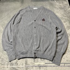 VTG 80s IZOD Mens Wool Cardigan in Gray Size L Made in USA Outdoor Preppy
