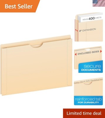 File Jackets, Legal Size, Manila, 2'' Expansion, Reinforced Straight-Cut Tabs ...