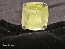 Fashion Green Sparkling Gold Tone Glass Ring Size 6