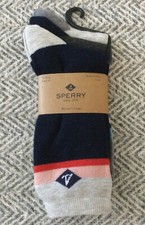 Sperry Socks, Navy Asst Crew 3 Pack, Womens, Shoe Size 5-10