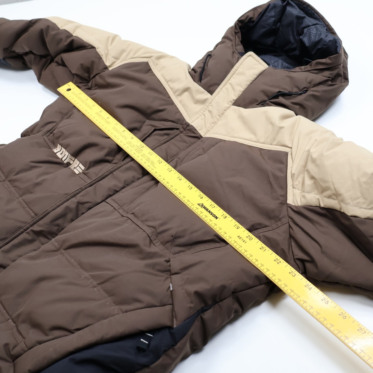 BONFIRE STROBE Brown DOWN Snowboard Ski Jacket Coat Parka Youth L