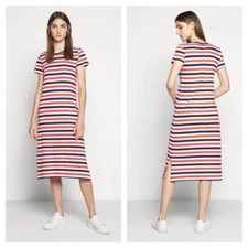 J Crew T Shirt Dress In Meg Stripe Indigo Sunset