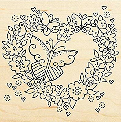 Butterfly Heart LAUREL BURCH Wood Mounted Stamp STAMPENDOUS New LBW014