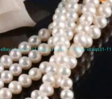 Wholesale 5 Strands 7-8mm  White Freshwater Cultured Pearl Loose Beads 15"