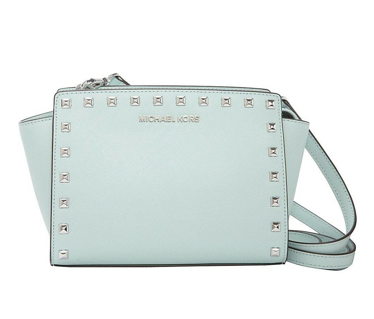 Michael Kors Selma Studded Saffiano-Leather Cross-Body Bag in