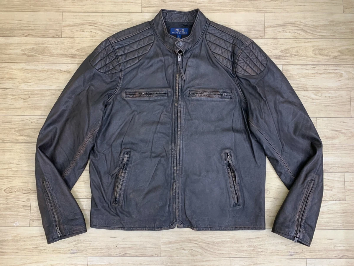 Polo ralph lauren lambskin café racer jacket cheap