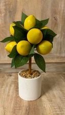New Cottage Potted FAUX LEMON TREE TOPIARY Pot 10"