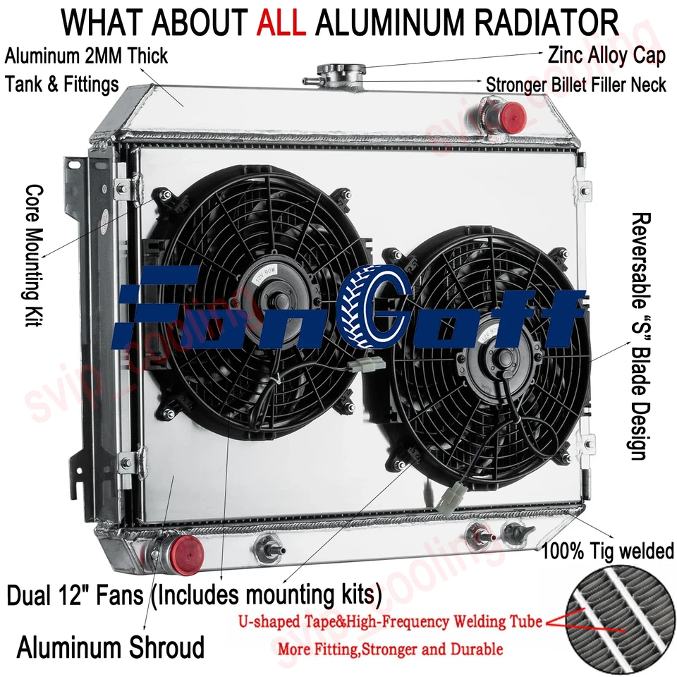 3Row Radiator+Shroud Fan For 1968-1973 1970 Dodge Charger Plymouth Road Runner. - Image 2 of 4