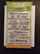 NIP Hero Arts Holiday Sentiments Acryclic Stamps 2013