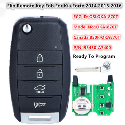 For Kia Forte 2014 2015 2016 Flip Remote Key Fob 315MHz OSLOKA-870T 95430-A7400