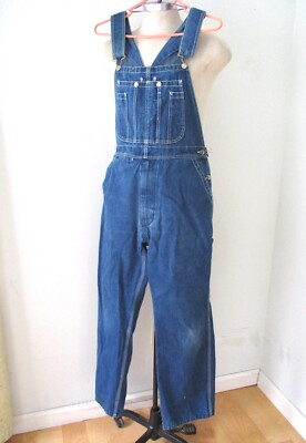 Vtg 50s Big Smith Blue Denim Carpenter Farmer Bib Overalls